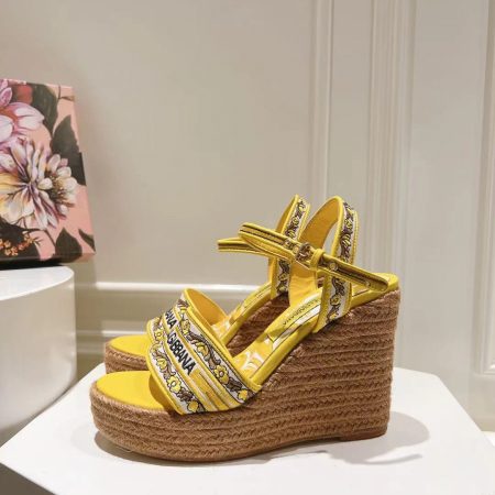 Dolce & Gabbana Hemp Rope Wedge Sandals - Image 2