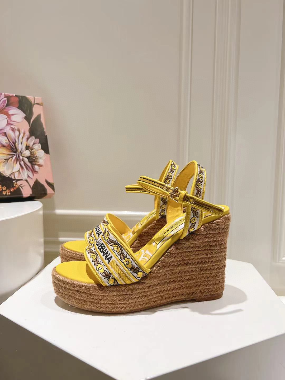 Dolce & Gabbana Hemp Rope Wedge Sandals - Image 2