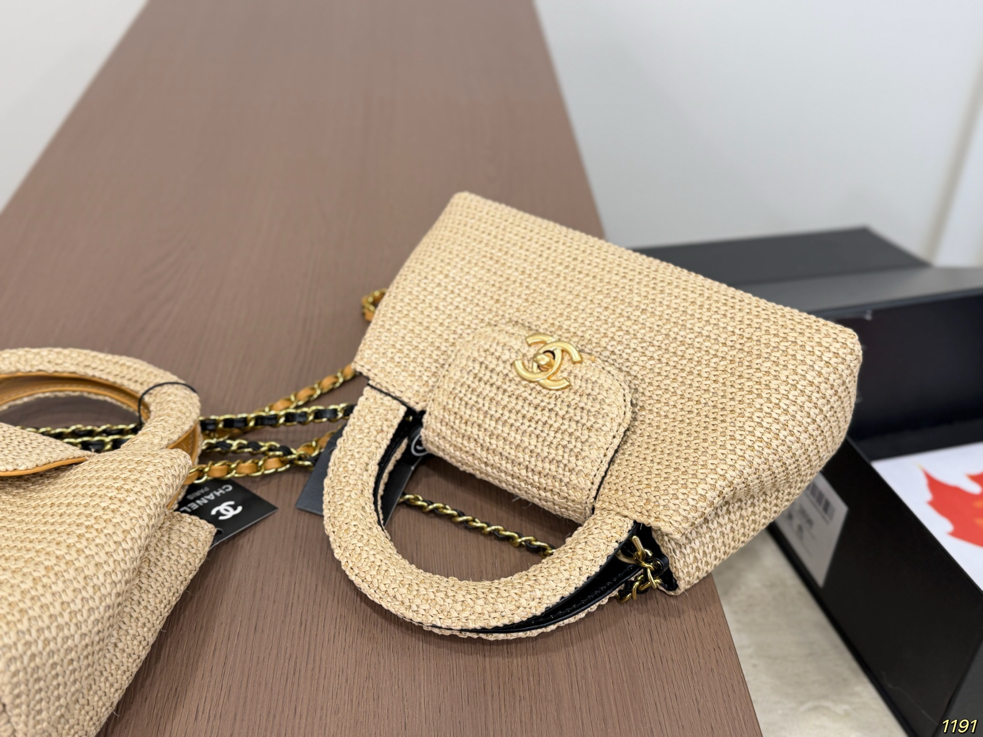 Chanel Braided Raffia Nano Kelly Flap Bag - Image 7
