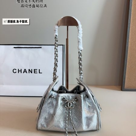 Chanel Metallic Caviar Quilted Medium Chanel 25 Handbag Silver - Image 1