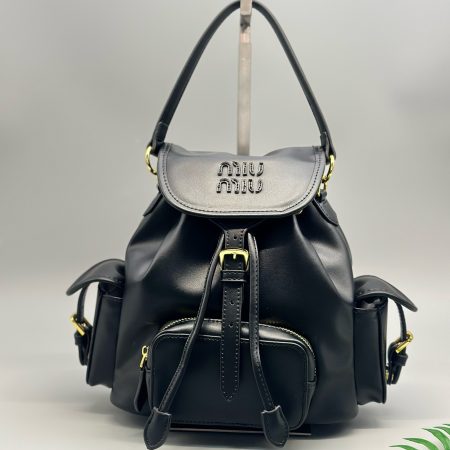 Miu Miu Leather Backpack Black / Cognac - Image 1