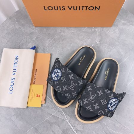 LV Pool Pillow Denim Flat Comfort Mules - Image 4