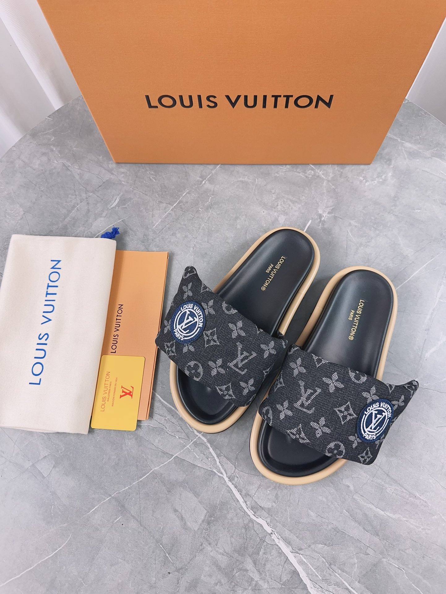 LV Pool Pillow Denim Flat Comfort Mules - Image 4