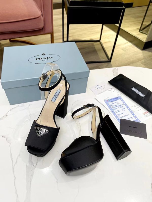 Prada Buckle Square-Heel Sandals