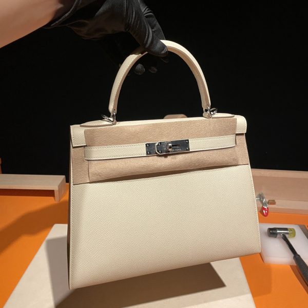 Hermès Kelly Sellier Nata Epsom Gold Hardware Leather Bag - 10A Mirror Version