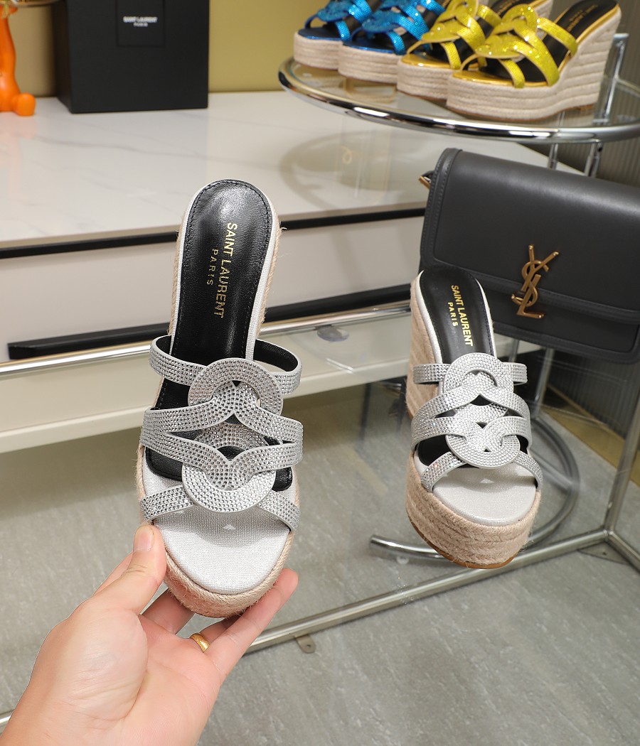 YSL Braided Wedge Sandals - Image 5