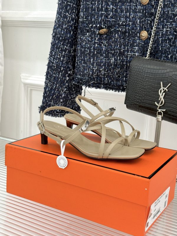 Hermès Kelly Buckle Thin-Strap Kitten-Heel Sandals