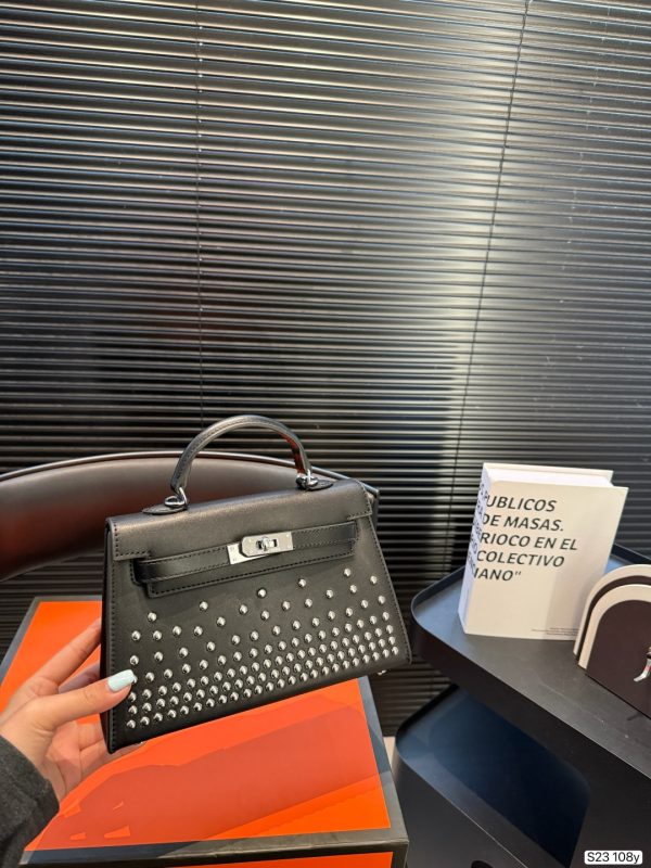 Hermès Mini Kelly 2nd Generation Black and Silver Handbag