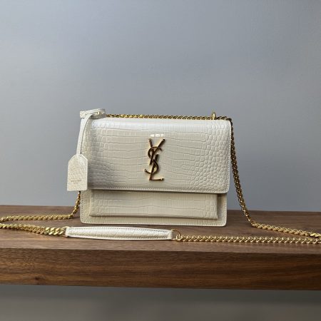 Saint Laurent YSL Sunset Medium in Crocodile-Embossed - Image 2