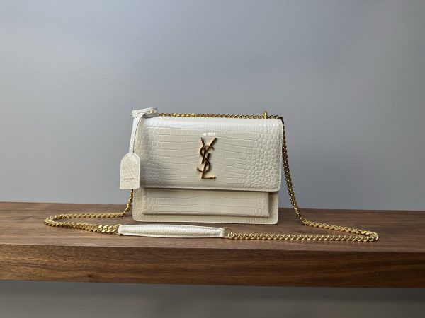 Saint Laurent YSL Sunset Medium in Crocodile-Embossed