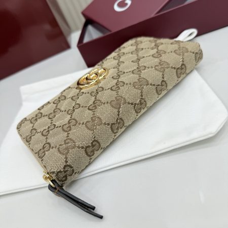 Gucci Marmont Zip Around Wallet in Sand and Brown GG Canvas - Image 8