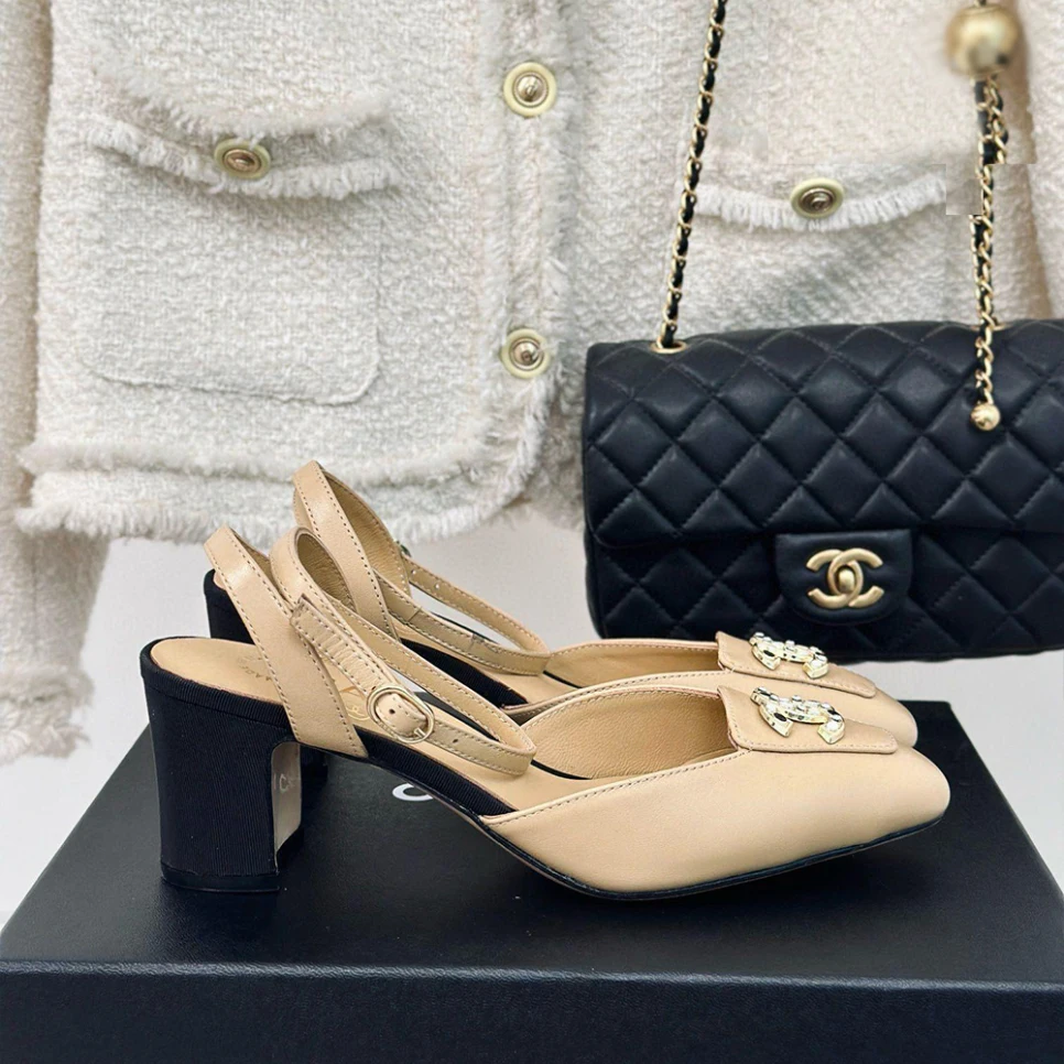 CHANEL Double C Calfskin Heels - Image 4