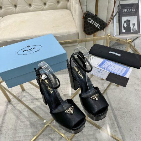 Prada Buckle Square-Heel Sandals - Image 3