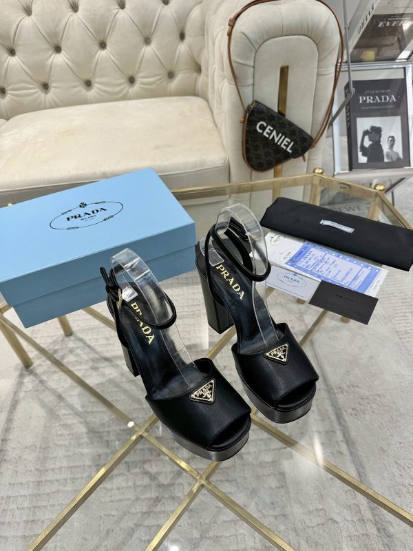 Prada Buckle Square-Heel Sandals