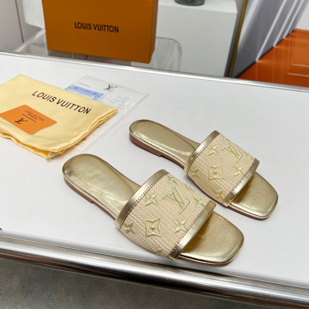 LV Fabric Flat Flip-flops Slide Sandal - Image 4