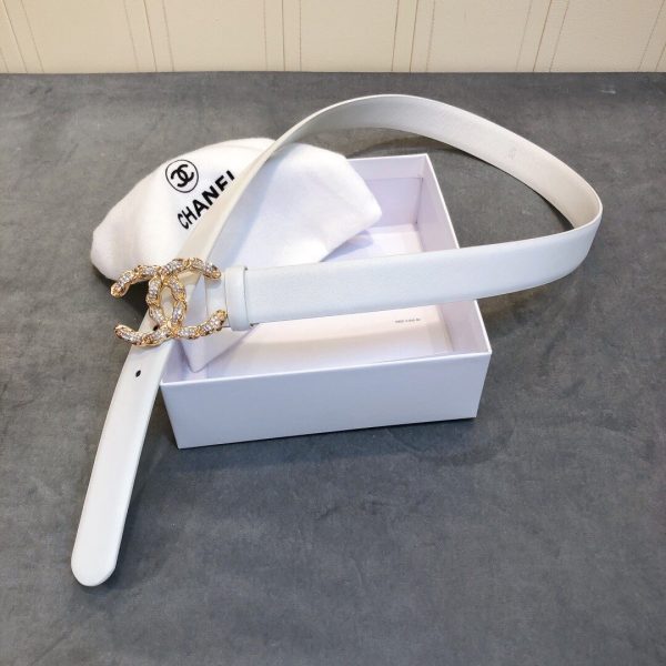 Chanel Belt With Double C Buckle White Women Belt 30MM