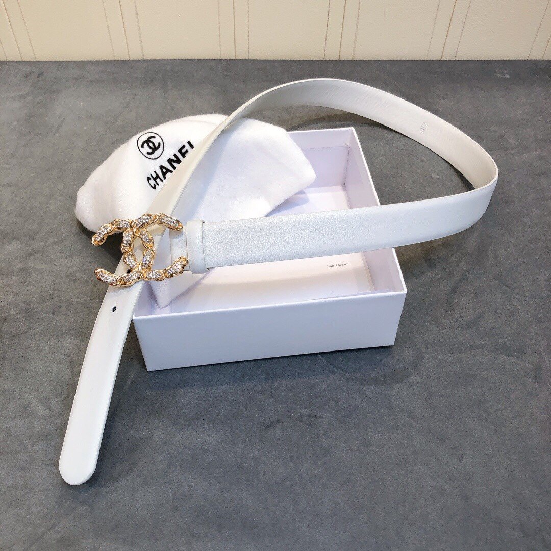 Chanel Belt With Double C Buckle White Women Belt 30MM - Image 1