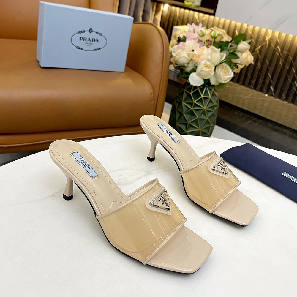 Prada Leather Heel Sandals Slide Sandal - Image 8