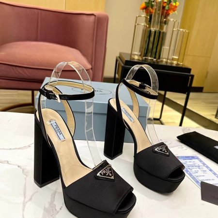 Prada Buckle Square-Heel Sandals - Image 2