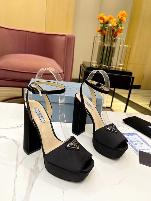 Prada Buckle Square-Heel Sandals