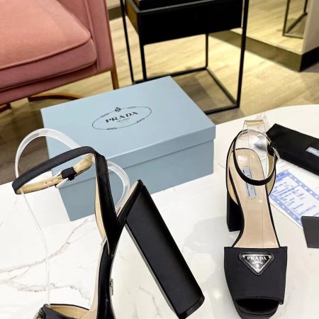 Prada Buckle Square-Heel Sandals - Image 9