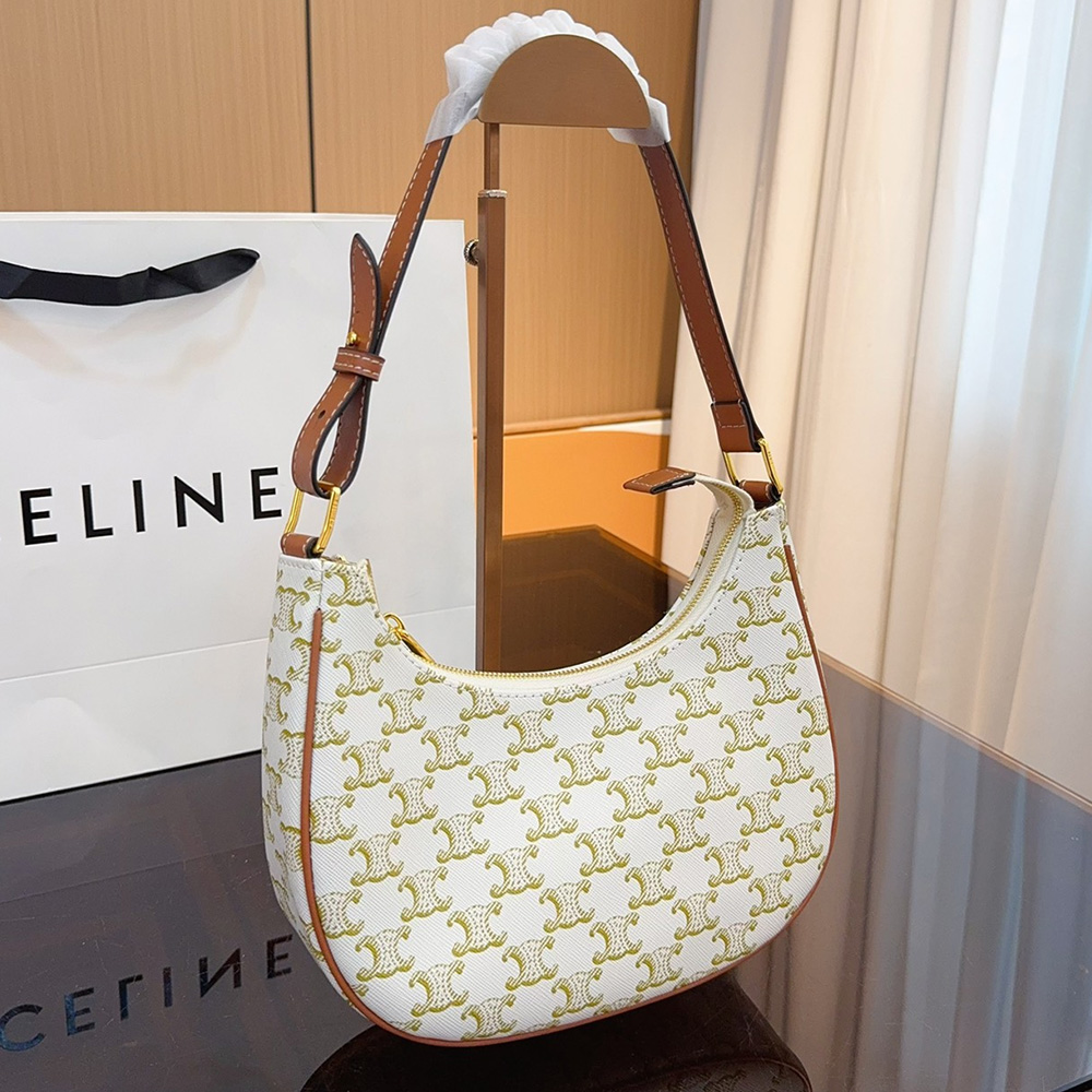 Celine Triomphe Half Moon Leather Handbag Shoulder Bag - Image 4