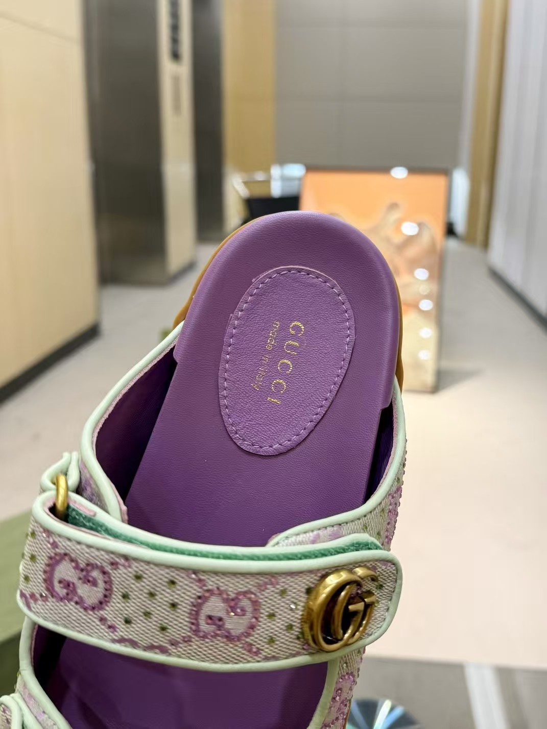 Gucci Sandal With Double G Canvas - Image 3