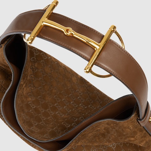 Gucci Beatrix Large Tote Bag in Brown Suede