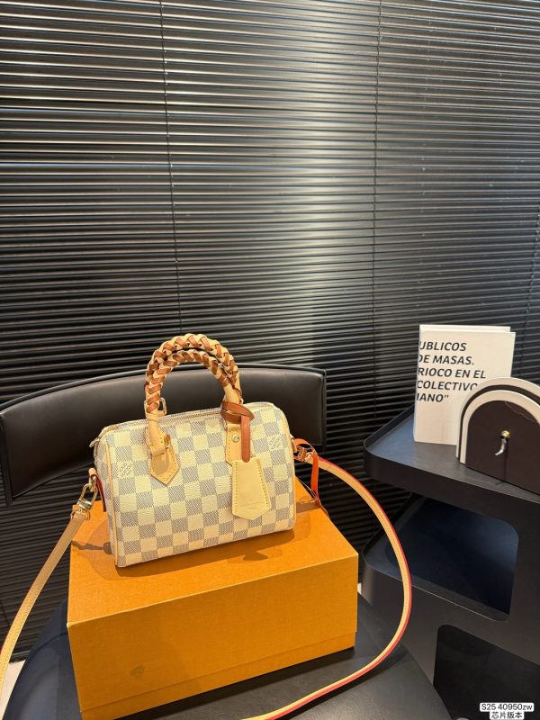 LV Speedy 20  White Checkered Handbag