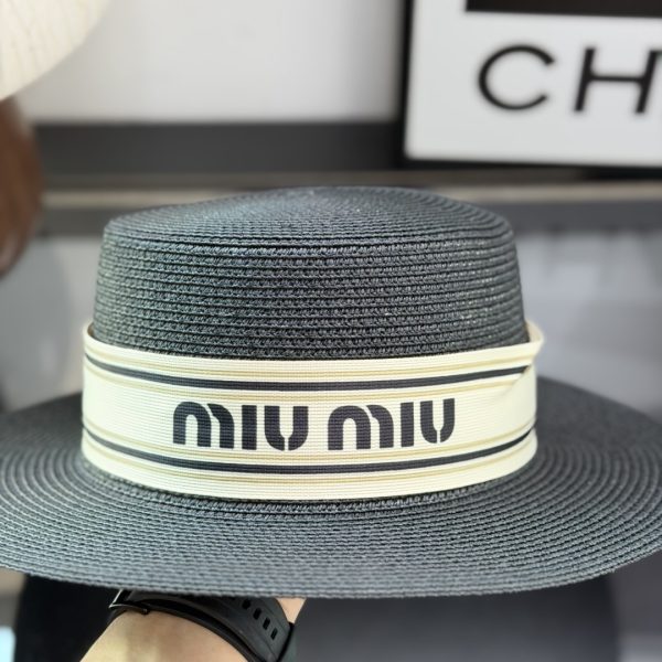 MiuMiu Flat-Brimmed Straw Hat