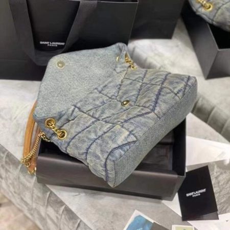 YSL Loulou Puffer Denim Leather Bag - Image 9