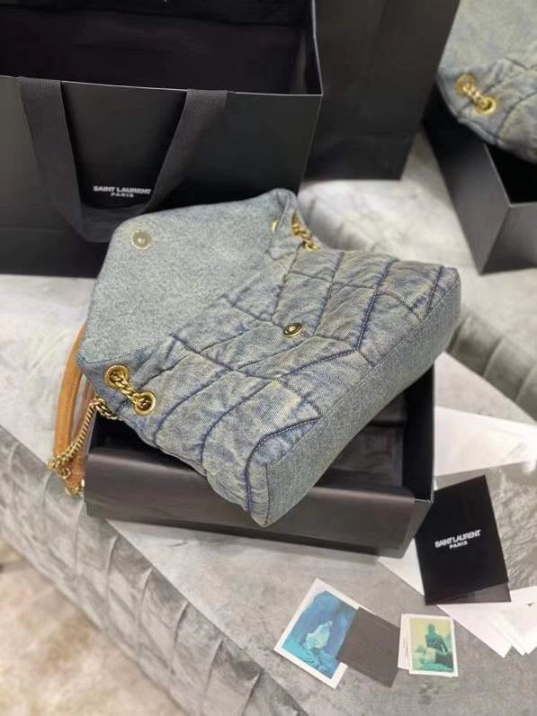 YSL Loulou Puffer Denim Leather Bag