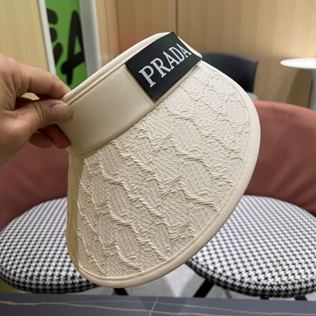 Prada Small Fragrant Wind Shade UV Protection Empty Top Hat  Sunhat - Image 5