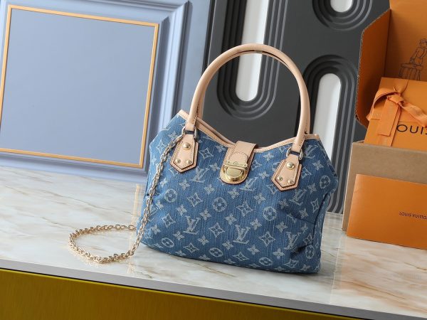 LV Denim Pleaty Bag With Handle