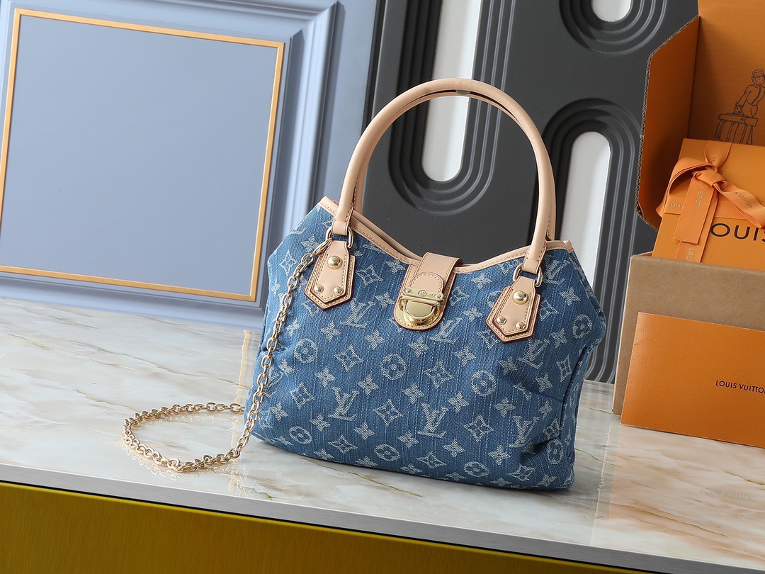LV Denim Pleaty Bag With Handle - Image 1
