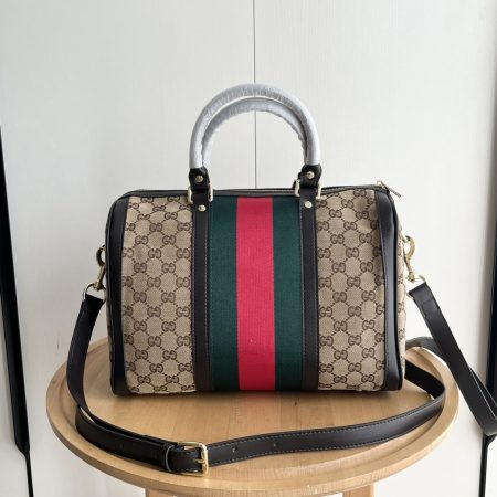 Gucci Canvas Boston Tote Bag - Image 6