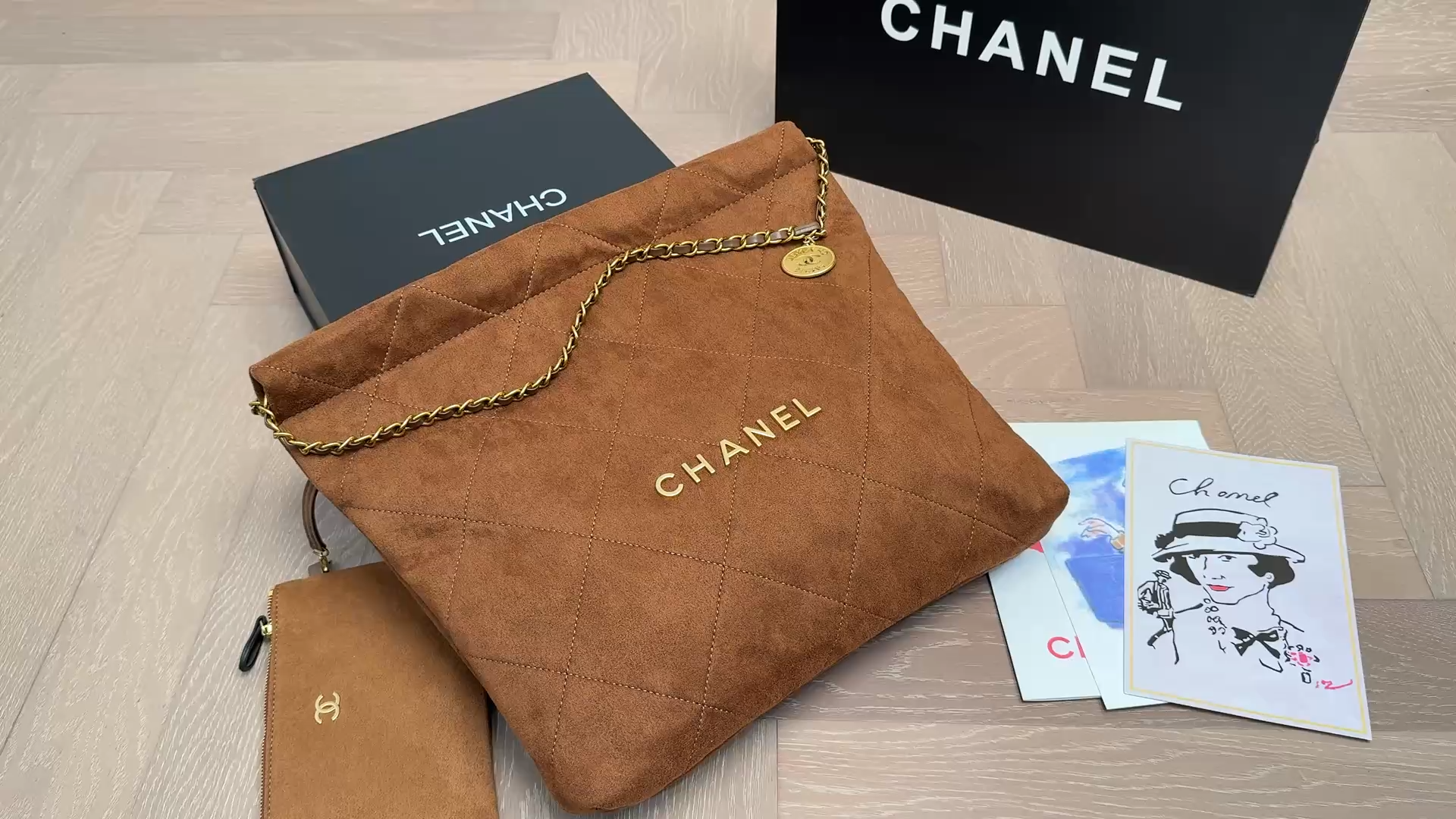 Chanel Brown Suede Leather Bag - Image 1