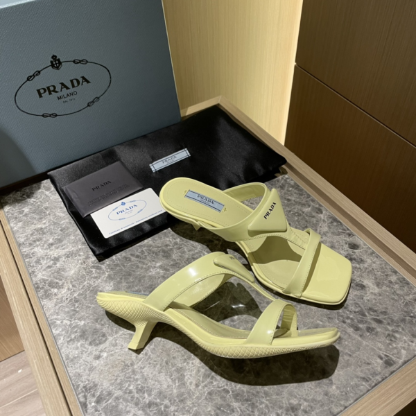 Prada  Polished Leather Sandals Slide