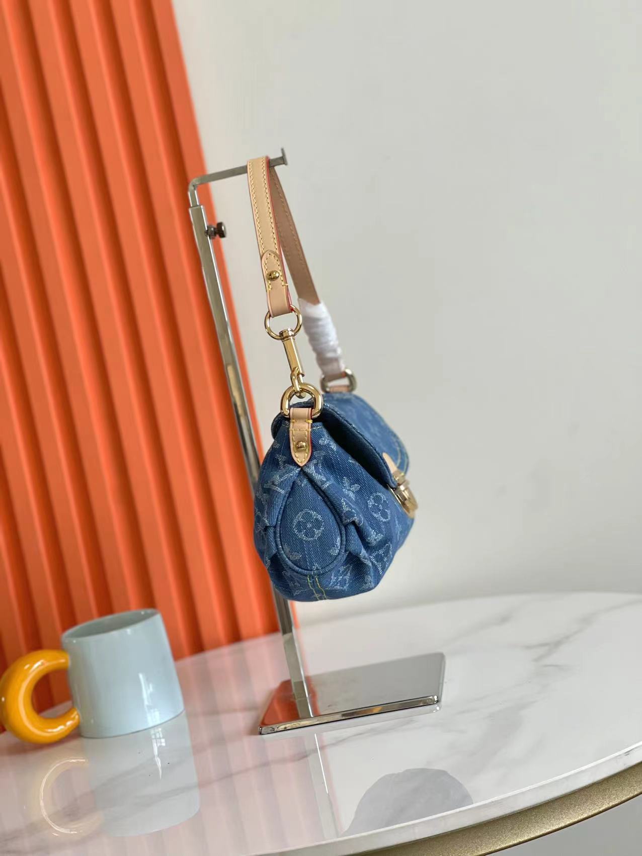 LV Monogram Denim Mini Pleaty Shoulder Bag - Image 3