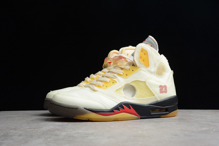 Off-White Air Jordan 5 Sail Fire Red DH8565-100 - Image 18