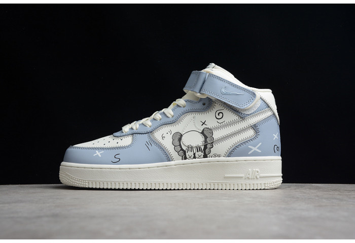 Kaws x Nike Air Force 1 07 Mid White Blue Black CW2308-211 - Image 1