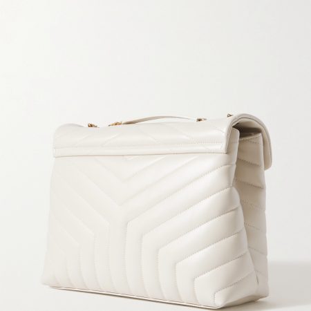SAINT LAURENT YSL Loulou Medium Quilted Leather Shoulder Bag White - Image 3