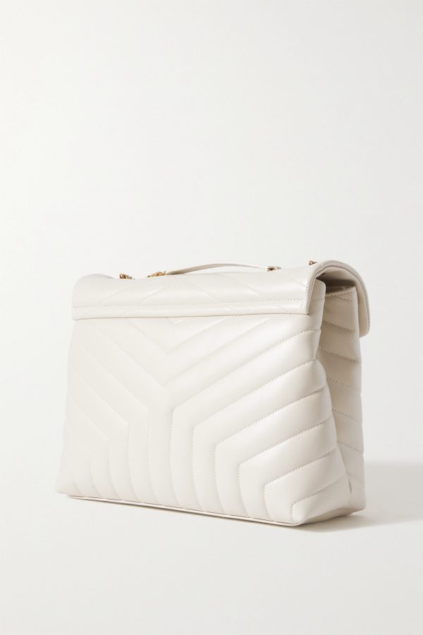 SAINT LAURENT YSL Loulou Medium Quilted Leather Shoulder Bag White