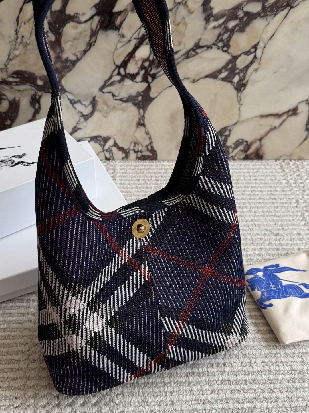 Burberry Check Knitted Shoulder Bag - Image 2