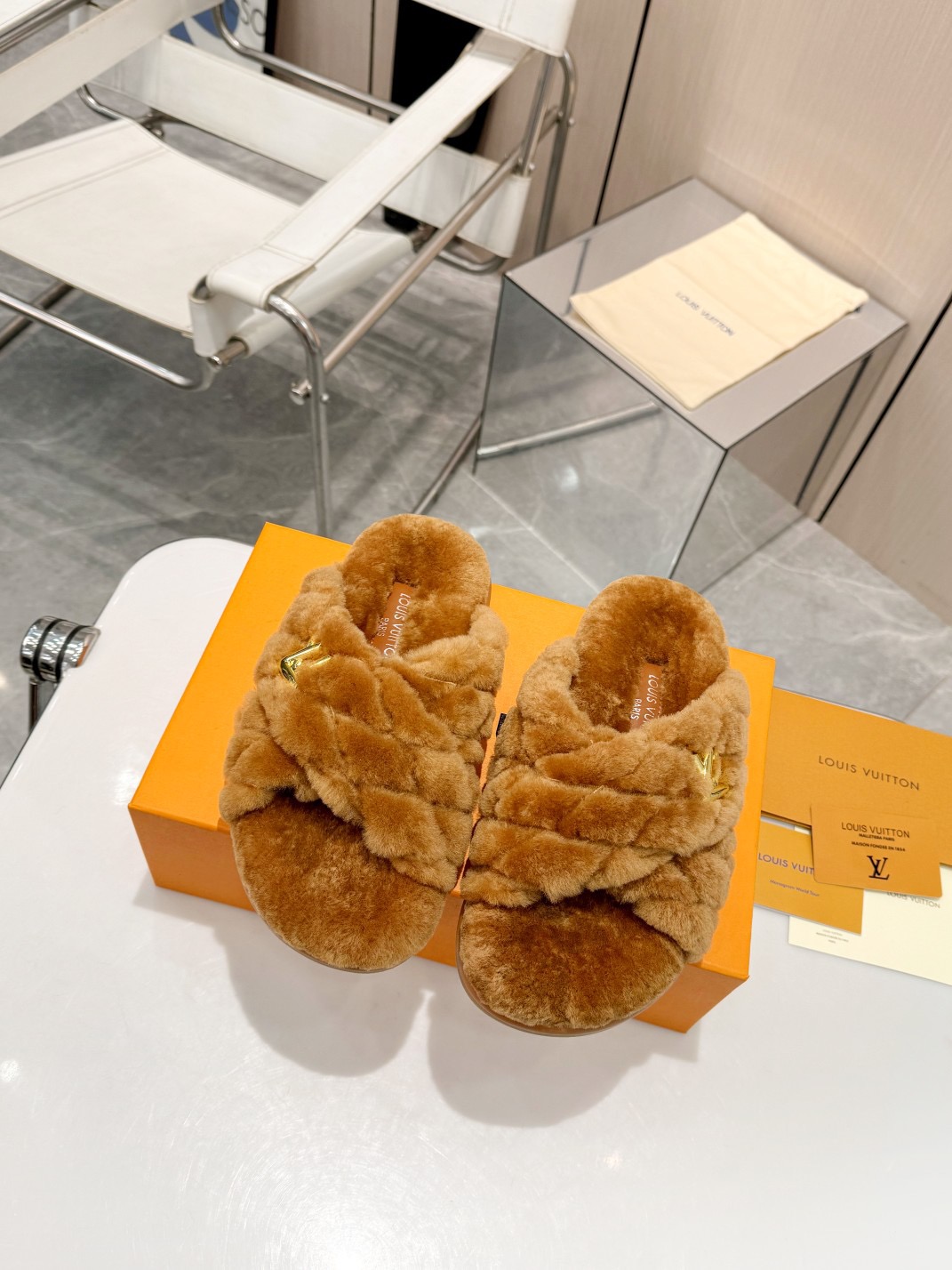 LV Fuzzy Slippers - Image 2