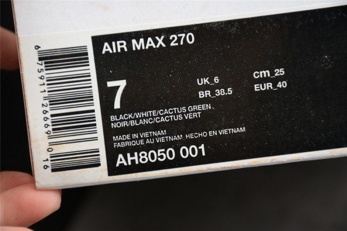 NIKE Air Max 270 DUSTY CACTUS Black/Dusty Cactus-White AH8050-001 - Image 11