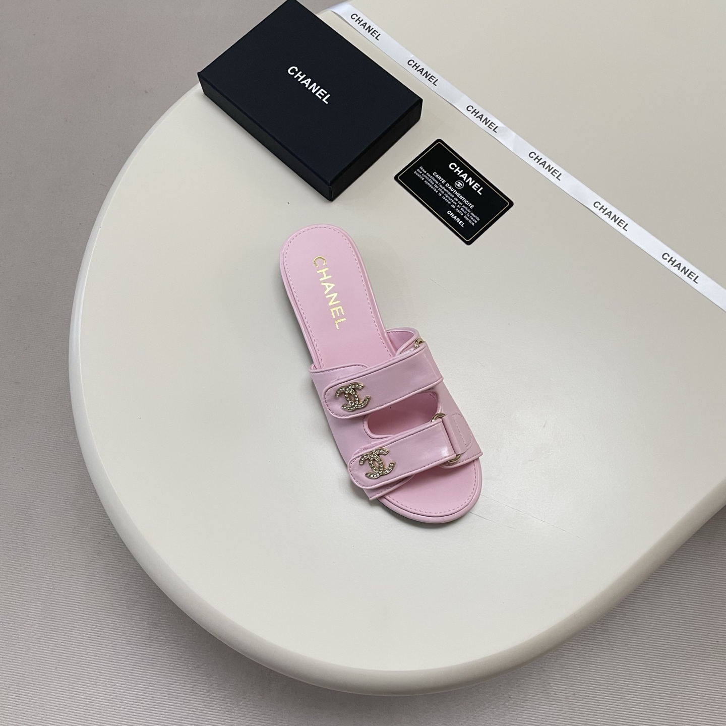Chanel 26P Double C Diamond Buckle Velcro Slippers - Image 7