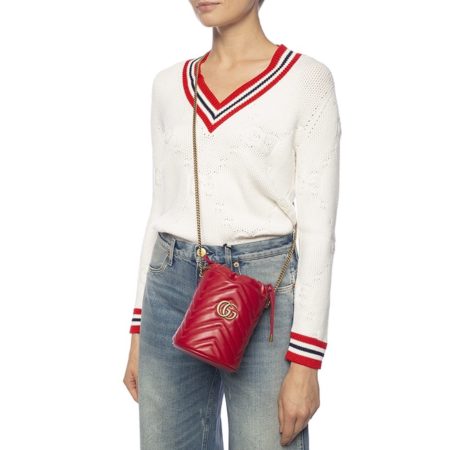 Gucci Marmont Drawstring Leather Bucket Bag - Image 2
