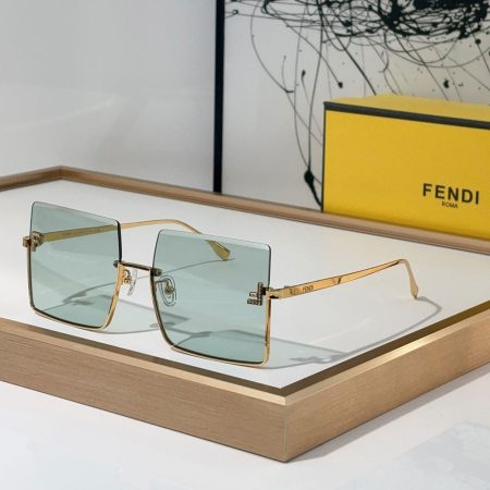 Fendi  Half Frame Thin Metal Frame Sunglasses Top quality - Image 4