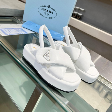 Prada Leather Peep-toe Beach Sandals Slide - Image 3
